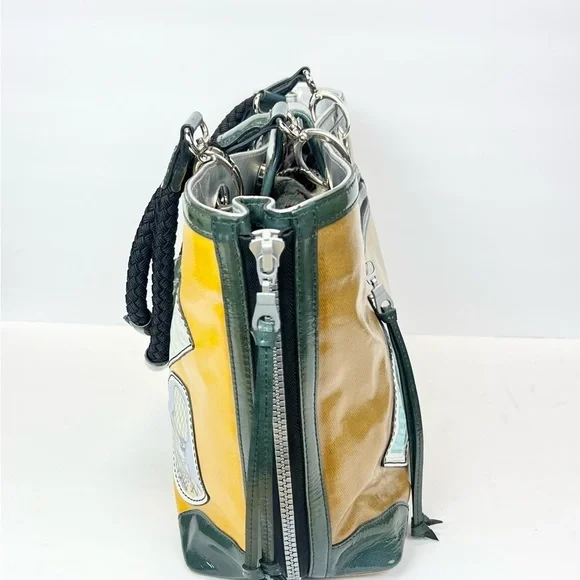 Brighton Fashionista Yellow Coated Canvas Leather Handbag World Travel Tote - Picture 14 of 15